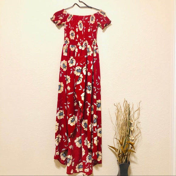 Zaful Red Floral High Low Dress - Picture 3 of 6